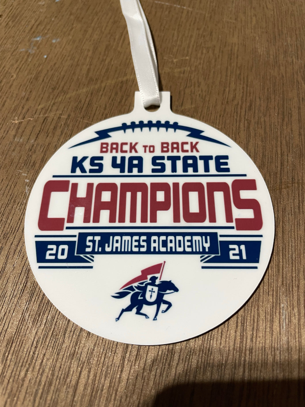 SJA Back to Back State Champions Ornament